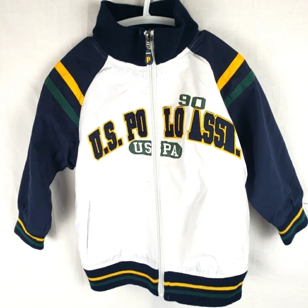 U.S.Polo Association White and Navy Boy's Toddler Jacket Sz 2T
